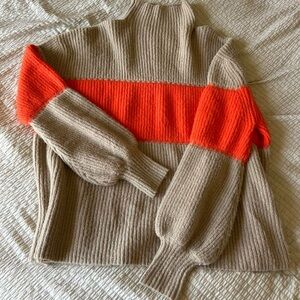 THML Tan Ribbed Turtleneck Sweater